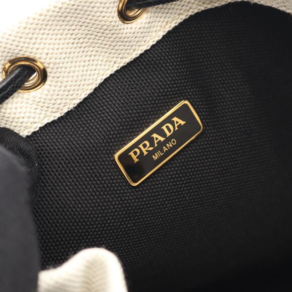 Prada Mistolino pouch bag canvas Saffiano leather Ivory White black - Picture 4 of 6